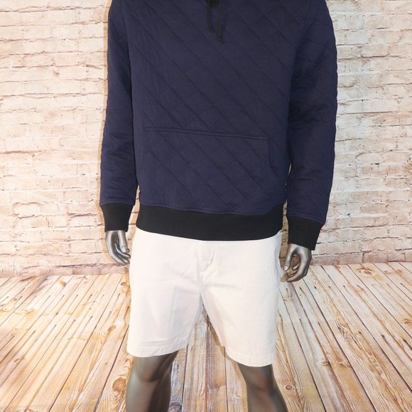 J.CREW MEN'S FLEECE QUILTED XL NAVY HOODIE NWT - Picture 5 of 9
